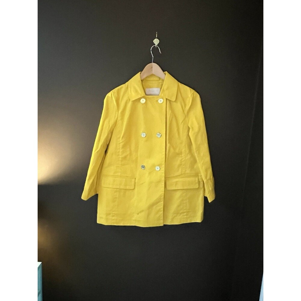 Banana Republic Womens Small Yellow Double Breasted Trench Coat 100% Cotton